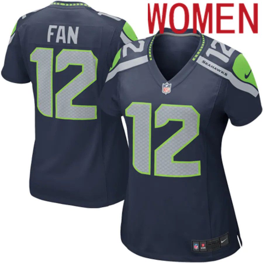 Women Seattle Seahawks 12 Fan Nike College Navy Game NFL Jersey